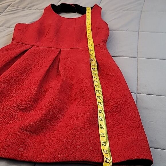 Anthropologie moulinette souers red brocade a-line scoop neck dress - Picture 10 of 13